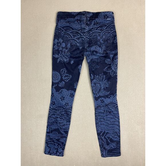 Mother Jeans Womens 24 Blue The Looker Crop The Moon of Tokyo Floral Denim Adult - Picture 12 of 13